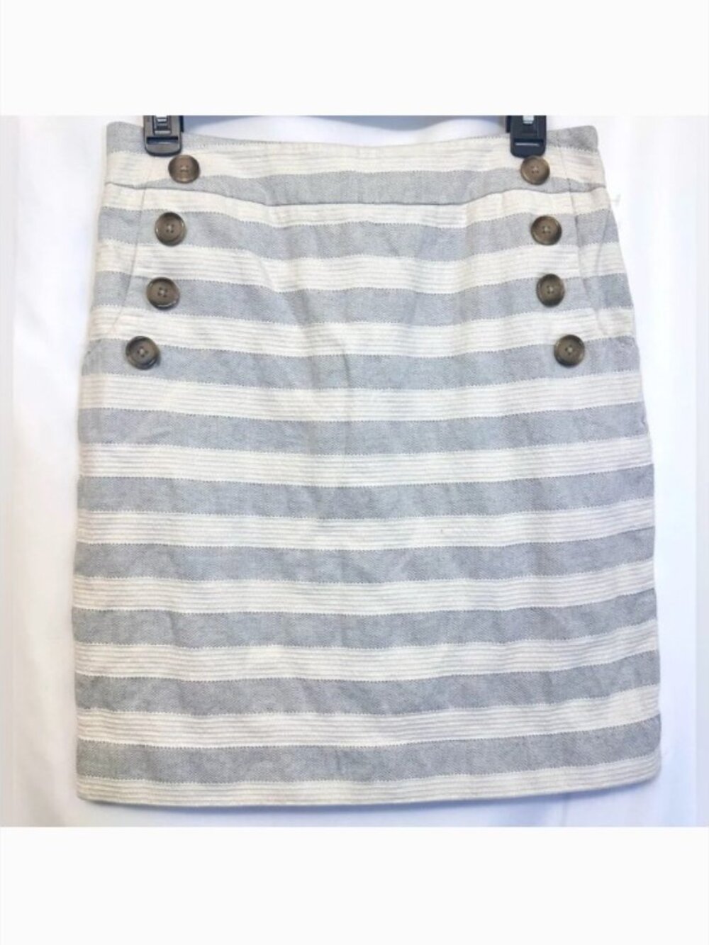 LOFT Striped Button Accent Pencil Skirt - Blue & White Size 6